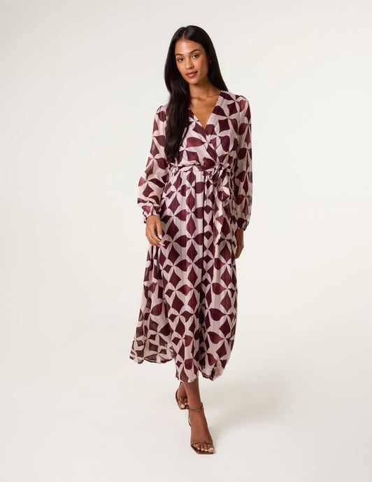 Geometric Metallic Wrap Maxi Dress - Image 2