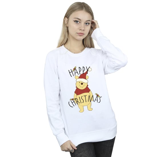 Disney Dam/Tjej Winnie The Pooh Happy Christmas Holly Sweatshirt (Vit) - Image 3