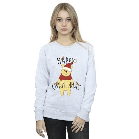 Disney Dam/Tjej Winnie The Pooh Happy Christmas Holly Sweatshirt (Sport Grå) - Image 3
