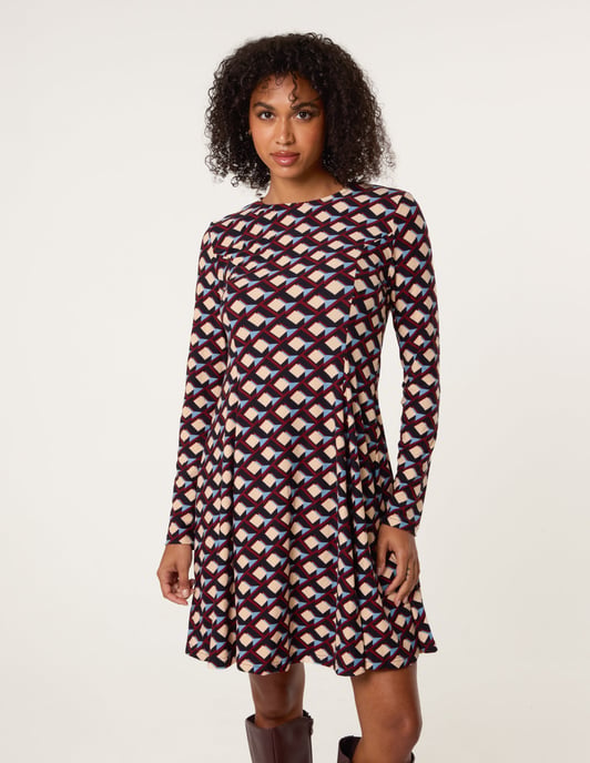 Crew Neck Mini Dress - Image 2