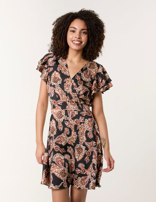 Paisley Frill Sleeve Mini Dress - Image 1