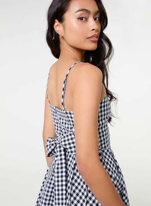 Bow Back Gingham Mini Dress - Image 2