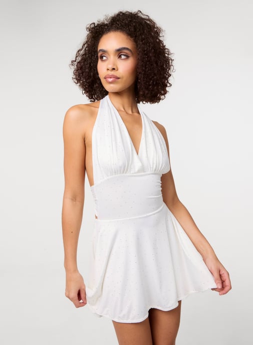 Diamante Slinky Halter Dress - Image 1