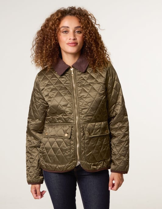 Diamond Quilted Cord Collar Coat - Image 3