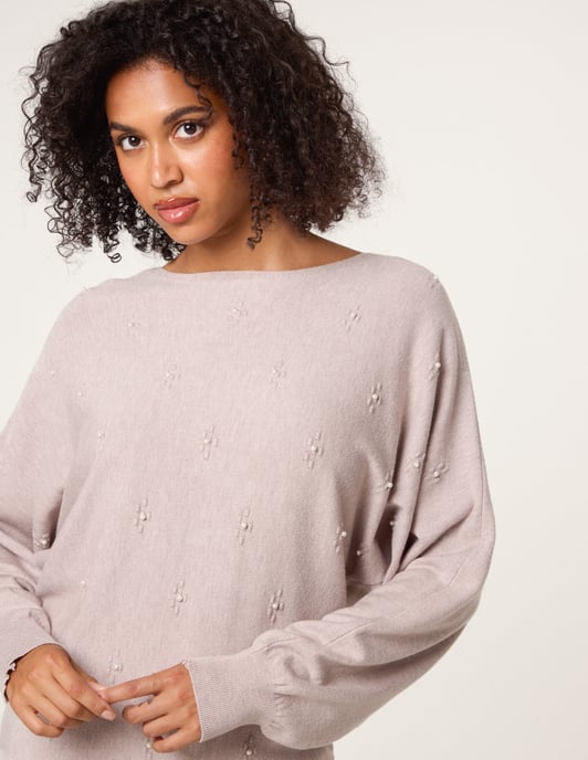 Pearl Flower Detailed Soft Touch Jumper - Image 2