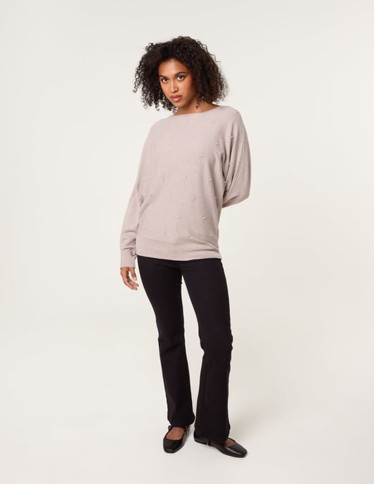 Pearl Flower Detailed Soft Touch Jumper - Image 3