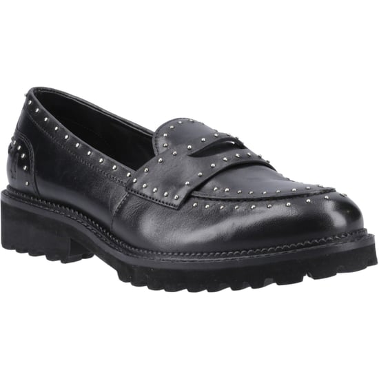 Hush Puppies Genie Leren Dames Zwarte Standaard Instappers - Image 1