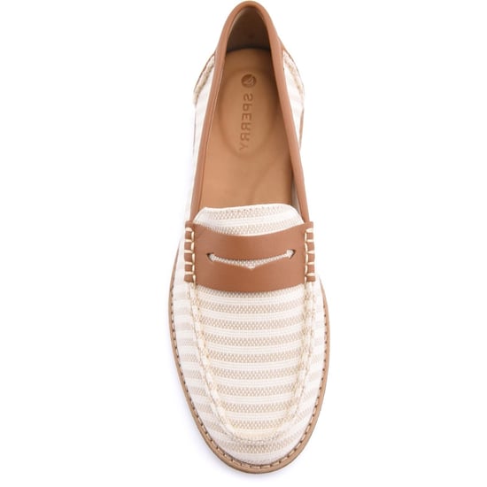 Sperry Port Driving Textiel Dames Witte/Tan Standaard Loafers - Image 4