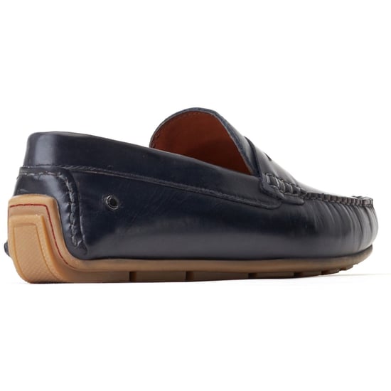 Base London Collins Lederen Heren Navy Standaard Instappers - Image 2