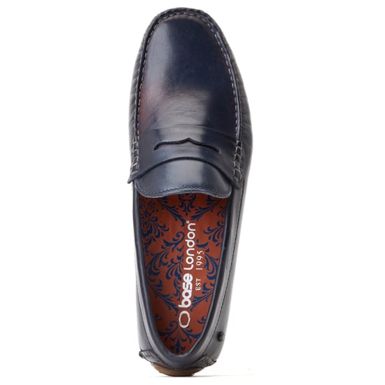 Base London Collins Lederen Heren Navy Standaard Instappers - Image 4