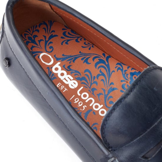 Base London Collins Lederen Heren Navy Standaard Instappers - Image 6
