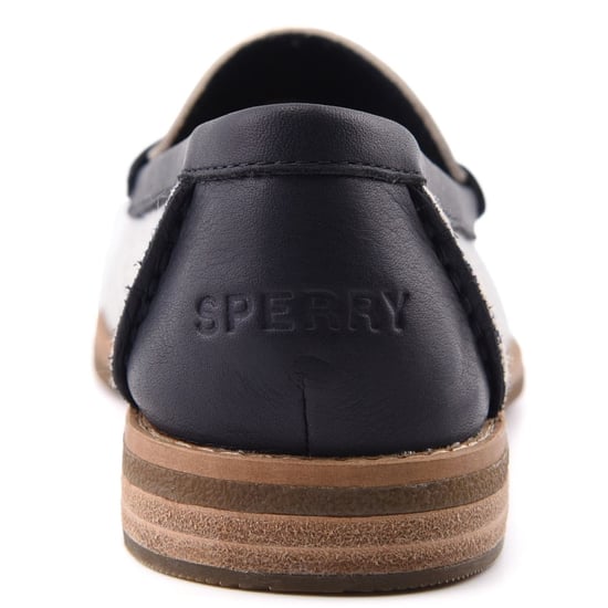 Sperry Port Driving Textiel Dames Witte/Marineblauwe Standaard Loafers - Image 2