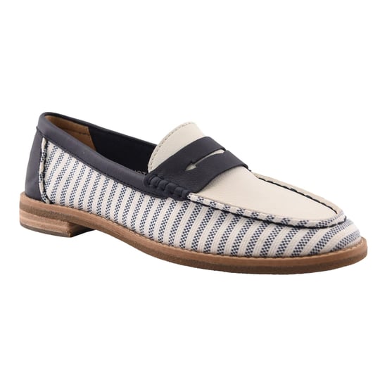 Sperry Port Driving Textiel Dames Witte/Marineblauwe Standaard Loafers - Image 6