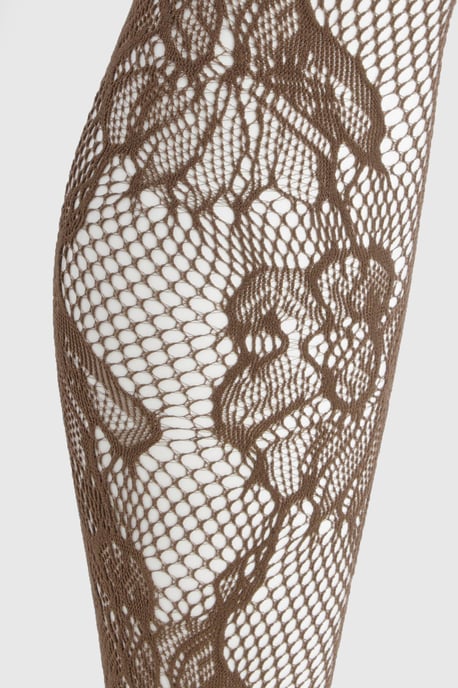 Large Scale Floral Lace Fishnet Tights - Image 3