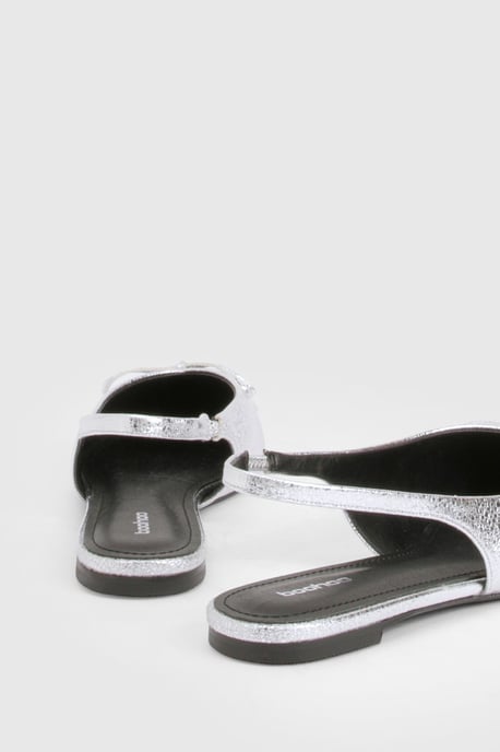 Bow Detail Pointed Slingback Flats - Image 3
