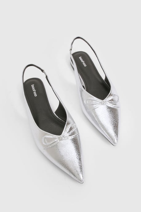 Bow Detail Pointed Slingback Flats - Image 5