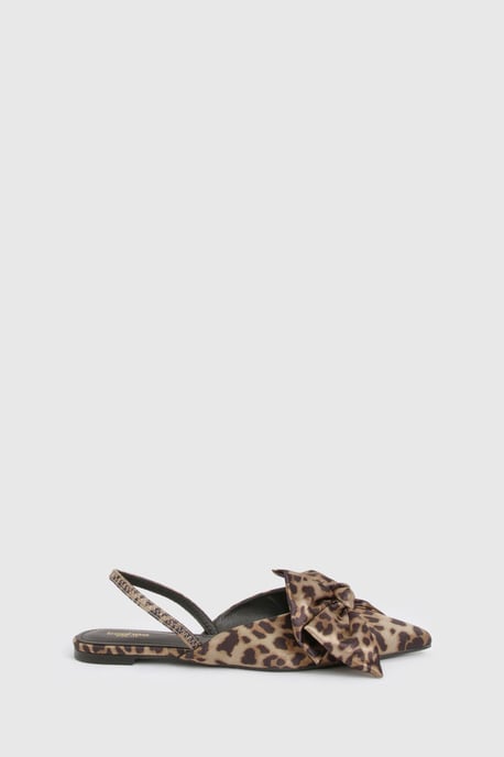 Wide Fit Faux Suede Bow Detail Pointed Flats - Image 2