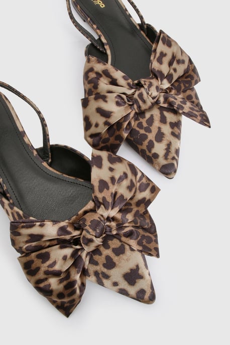Wide Fit Faux Suede Bow Detail Pointed Flats - Image 4