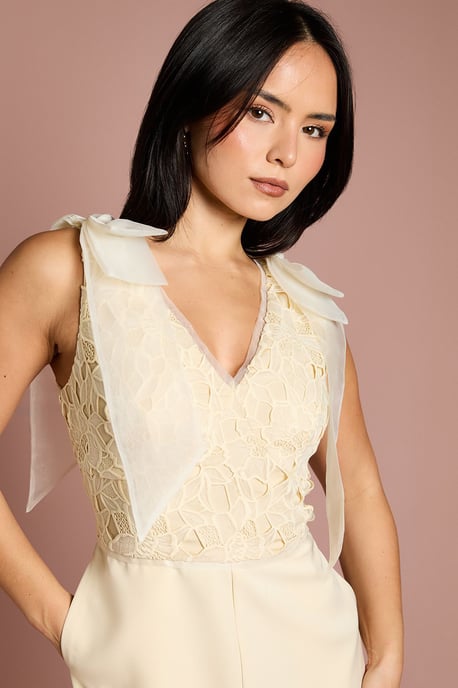 Petite Bow Shoulder Lace Jumpsuit - Image 2