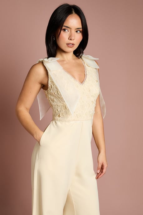 Petite Bow Shoulder Lace Jumpsuit - Image 4