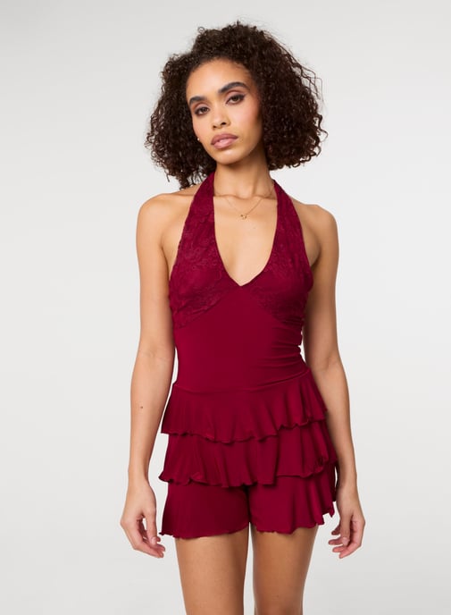 Lace Ruffle Playsuit - Image 3