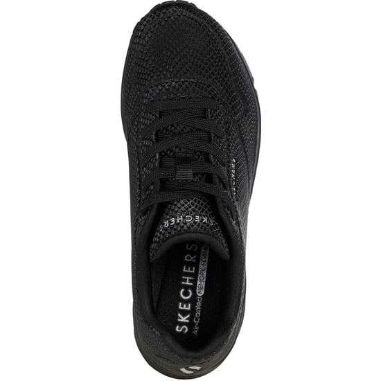 Skechers UNO - Glanzende Schubben Polyurethaan Dames Zwarte Standaard Sneakers - Image 3