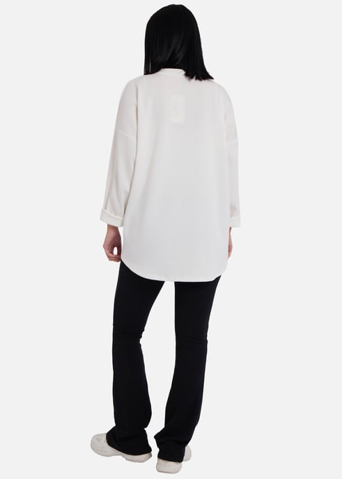 Cream Side Contrast Bow Oversized Jumper Top - Image 4