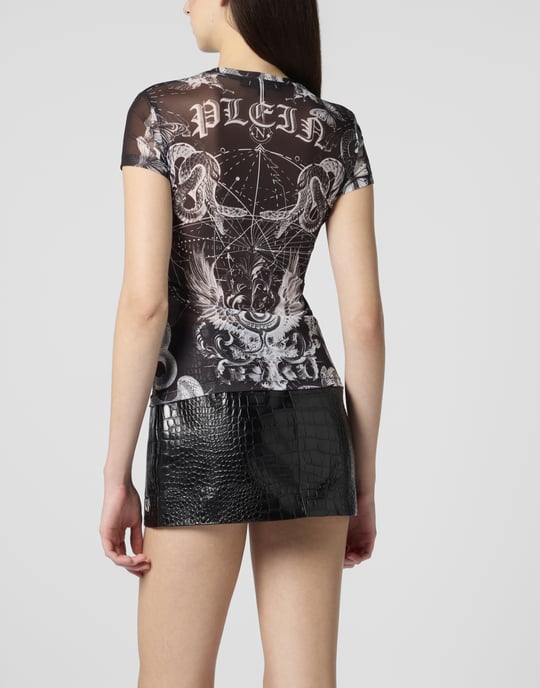 Tyll Sexig Pure Fit T-shirt Med Fjärilstatuering - Image 5