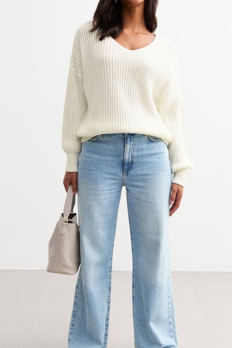 Cream Chunky Knit Oversized Jumper - Image 1