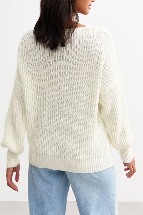 Cream Chunky Knit Oversized Jumper - Image 4