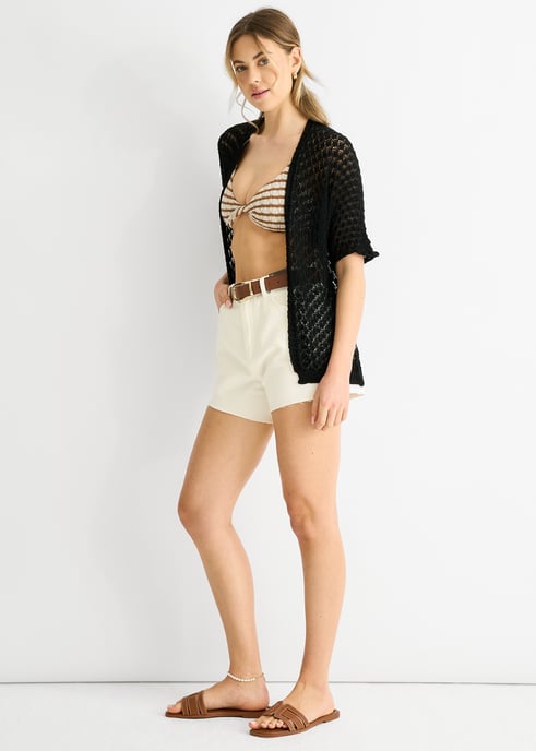 Black Edge to Edge Crochet Cardigan - Image 3
