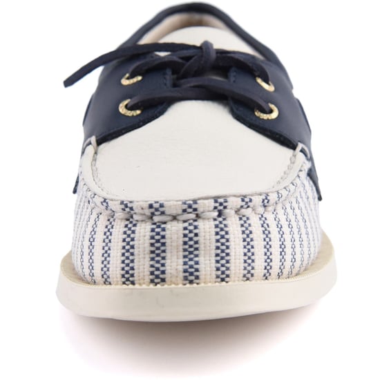 Sperry Authentiek Origineel Textiel Dames Witte/Navy Standaard Bootschoenen - Image 3