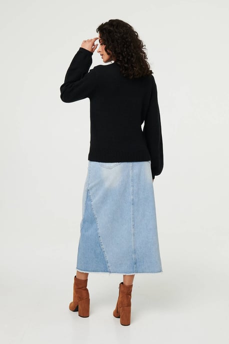 Black Embroidered Detail Long Sleeve Jumper - Image 3