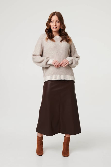 Grey Contrast Trim Balloon Sleeve Jumper - Image 4