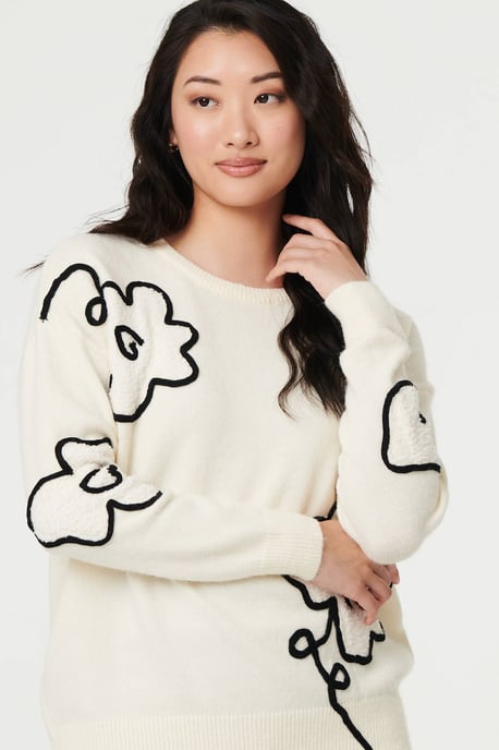 Ivory Floral Embroidered Long Sleeve Jumper - Image 2