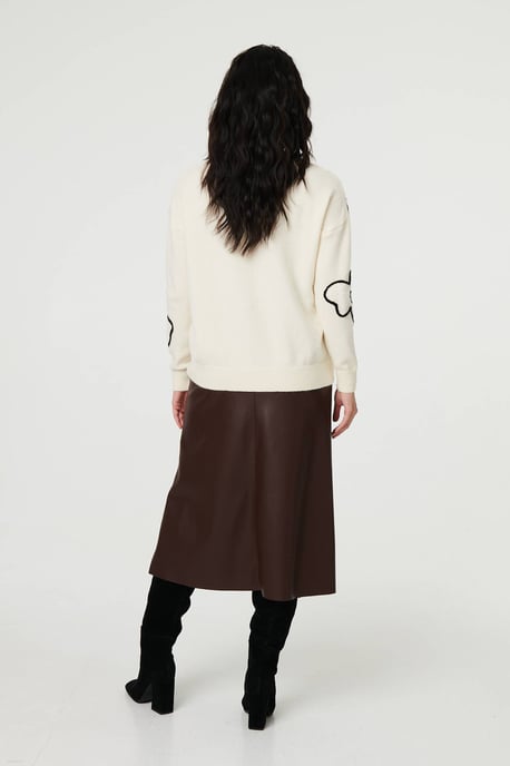 Ivory Floral Embroidered Long Sleeve Jumper - Image 3