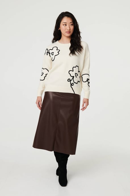 Ivory Floral Embroidered Long Sleeve Jumper - Image 4