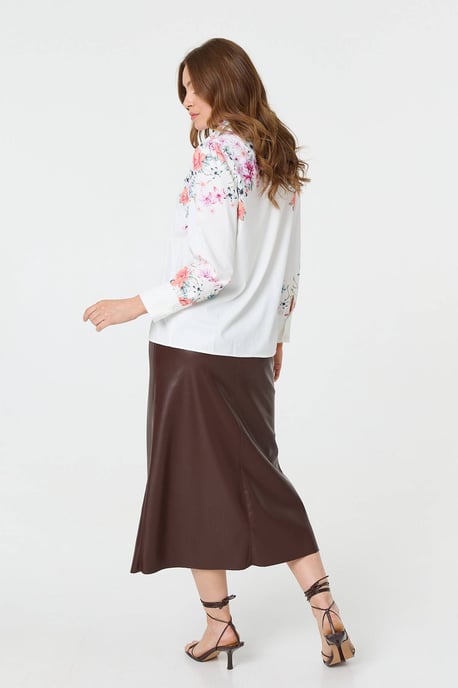 White Floral Border Print Long Sleeve Shirt - Image 2
