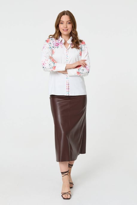 White Floral Border Print Long Sleeve Shirt - Image 6