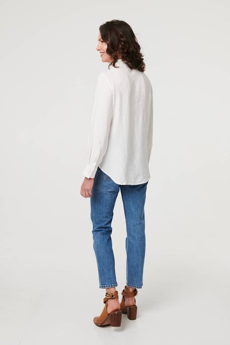 White Floral Embroidered Long Sleeve Shirt - Image 3