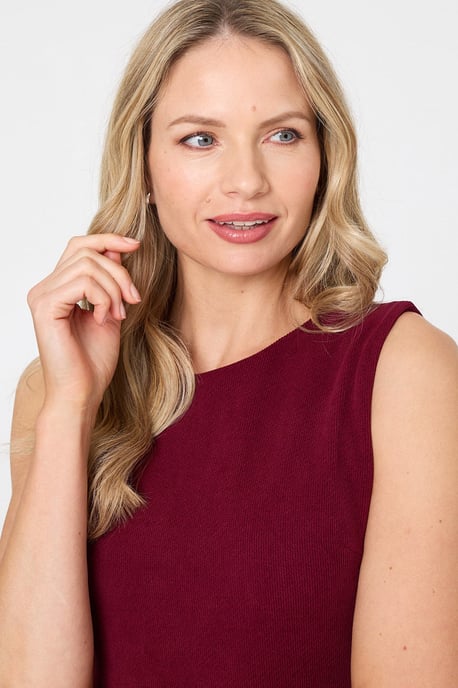 Red Sleeveless Relaxed Short Shift Dress - Image 2