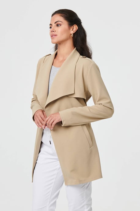 Khaki Self Tie Thigh Length Lightweight Coat - Image 6