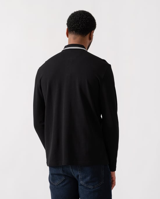 Long Sleeve Polo Shirt in Black - Image 2