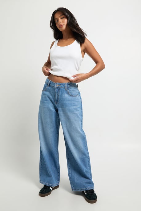 Petite Boohoo Basics Mid Waist Boyfriend Jean - Image 1