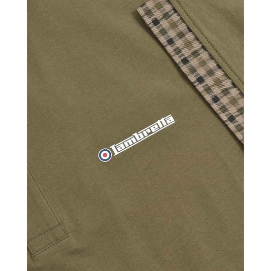 Lambretta Heren SS25 Gingham Poloshirt (Kaki Groen) - Image 5
