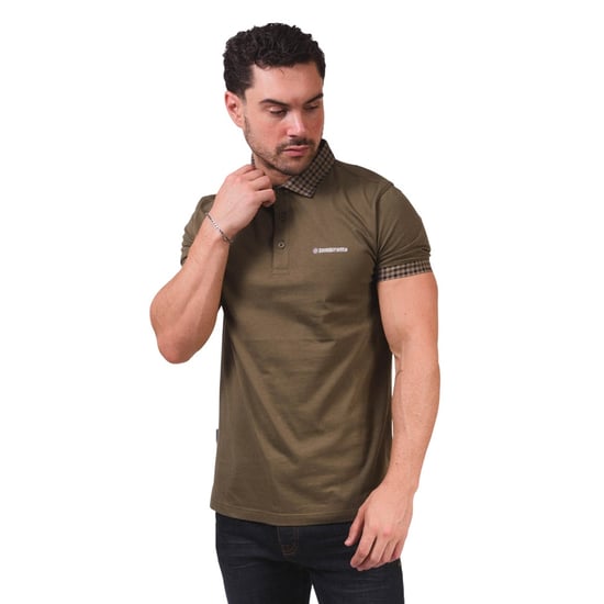 Lambretta Heren SS25 Gingham Poloshirt (Kaki Groen) - Image 6