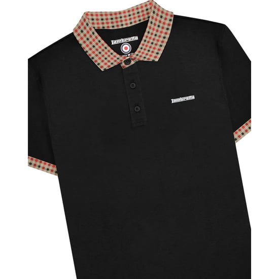 Lambretta Heren SS25 Gingham Poloshirt (Zwart) - Image 3