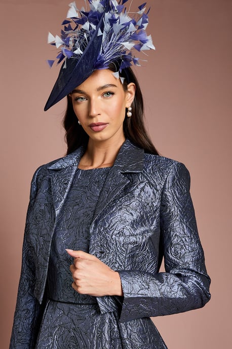 Lisa Tan Cropped Jacquard Jacket - Image 4