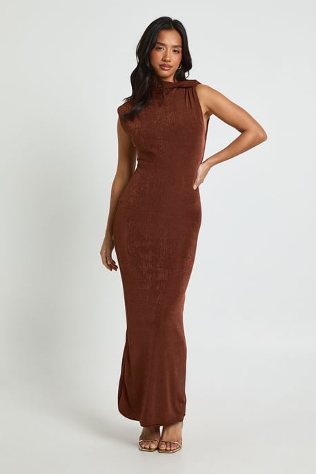Petite Acetate Slinky Twist Neck Maxi Dress - Image 1