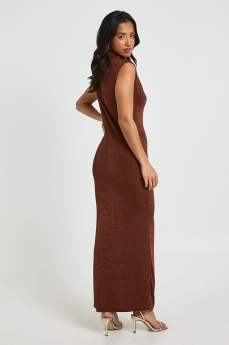 Petite Acetate Slinky Twist Neck Maxi Dress - Image 2
